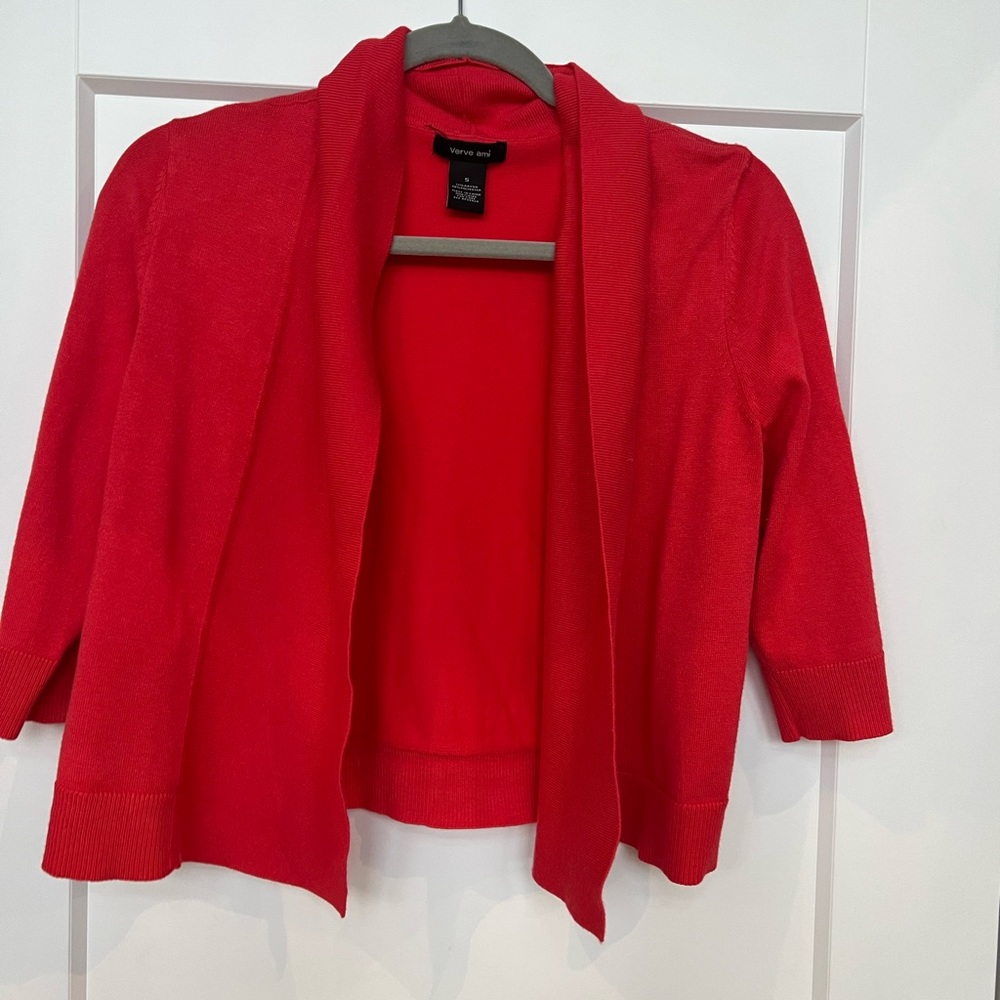 Crop coral cardigan
